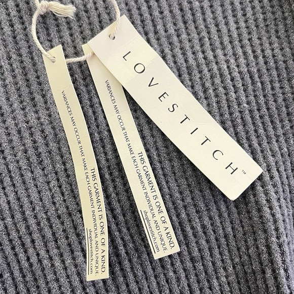 Lovestitch Mollie Twist Front Sweater XL Dark Gray Waffle Knit Boho Cozy NWT - Picture 2 of 12